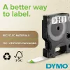 DYMO D1 etikečių juosta 9mm x 7m juoda ant baltos (10 vnt. pakuotė)