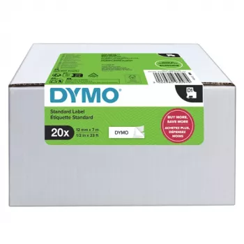 DYMO D1 etikečių juosta 9mm x 7m juoda ant baltos (10 vnt. pakuotė)