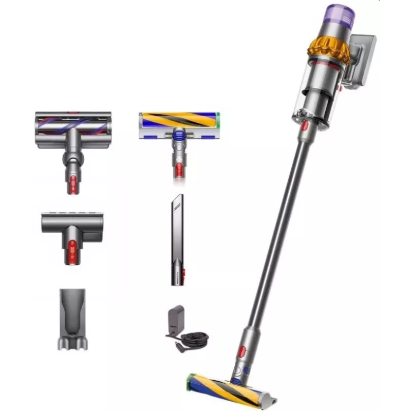 Dyson V15 Detect Absolute belaidis lazdelinis dulkių siurblys, nerūdijantis plienas, 240AW, LCD ekranas, 60 min. veikimo laikas