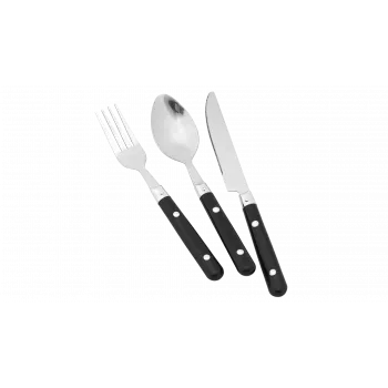 Easy Camp Family Cutlery Set 12 Pieces - Stainless Steel with Assorted Plastic Handles, Mesh Carry Bag