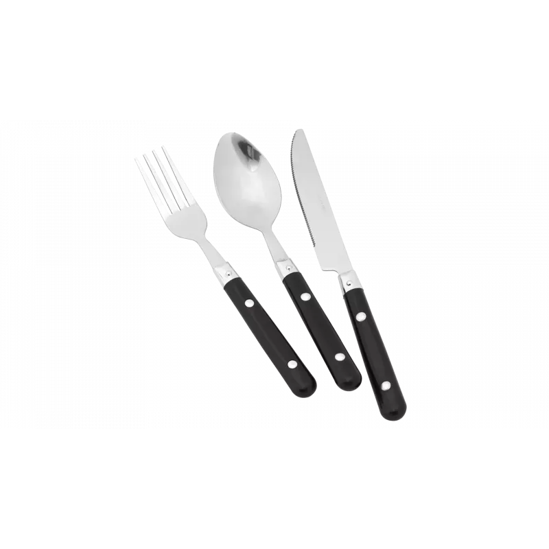Easy Camp Family Cutlery Set 12 Pieces - Stainless Steel with Assorted Plastic Handles, Mesh Carry Bag