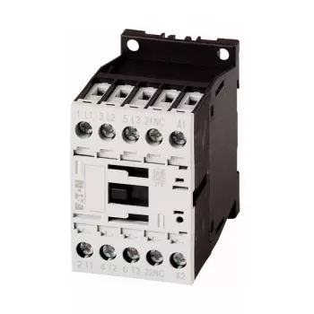 Eaton DILM12-01(24VDC) galios kontaktoriai, 3 polių, 12A AC-3, 24V DC ritė, IP20 – juoda/balta, 45x68mm (276880)