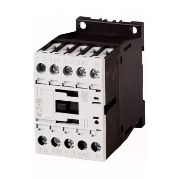 Eaton DILM12-10 galios kontaktoriai – 230V AC ritė, 3 poliai + 1 NO, 12A AC-3, 5.5kW, IP20, montavimas ant DIN bėgio