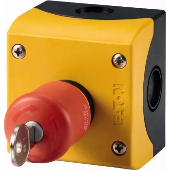 Eaton M22-PVS/KC11/IY avarinio sustabdymo mygtukas su raktu, 1NC/1NO, 22,5 mm, IP66, raudonas