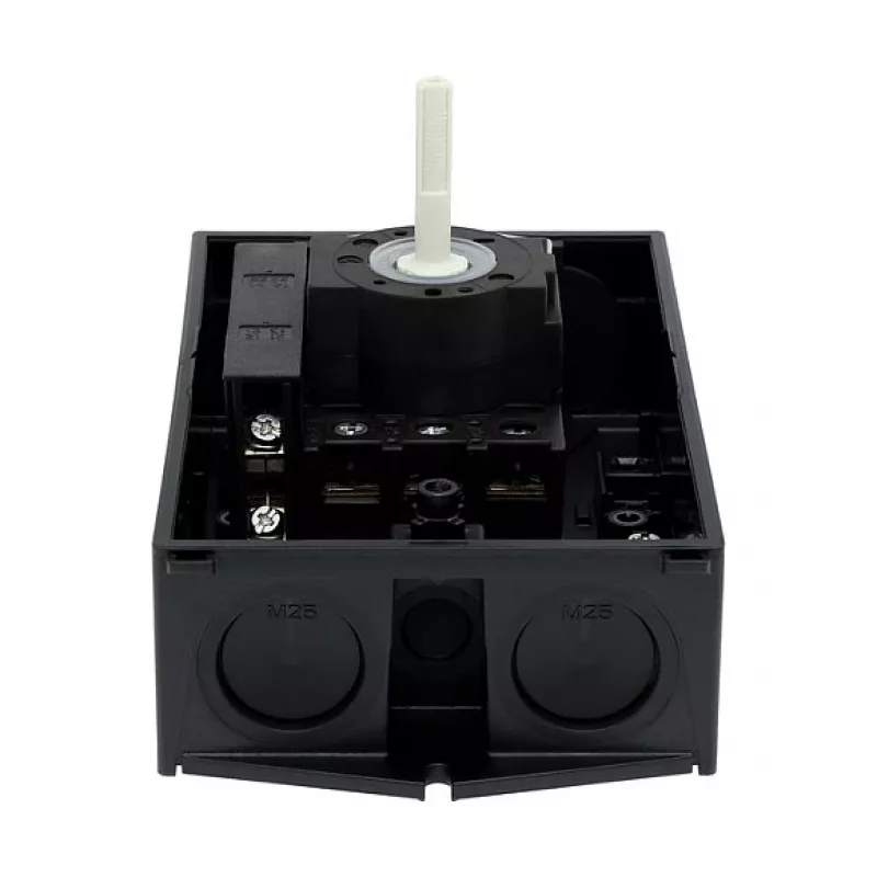 Eaton P1-25/I2/SVB-SW/HI11 3 polių pagrindinis jungiklis 25A paviršiniam montavimui juodas/baltas