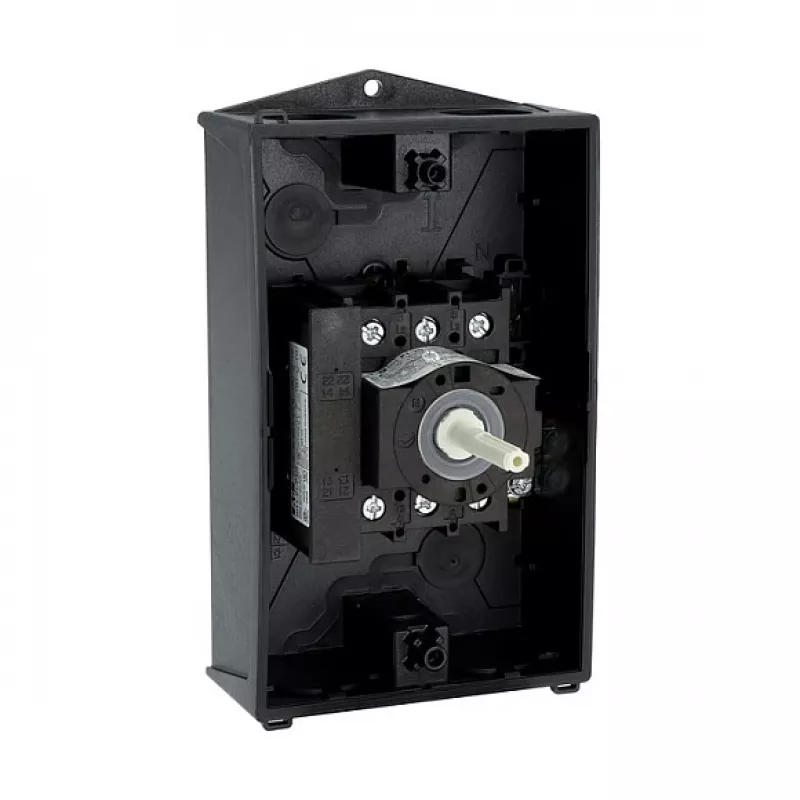 Eaton P1-25/I2/SVB-SW/HI11 3 polių pagrindinis jungiklis 25A paviršiniam montavimui juodas/baltas