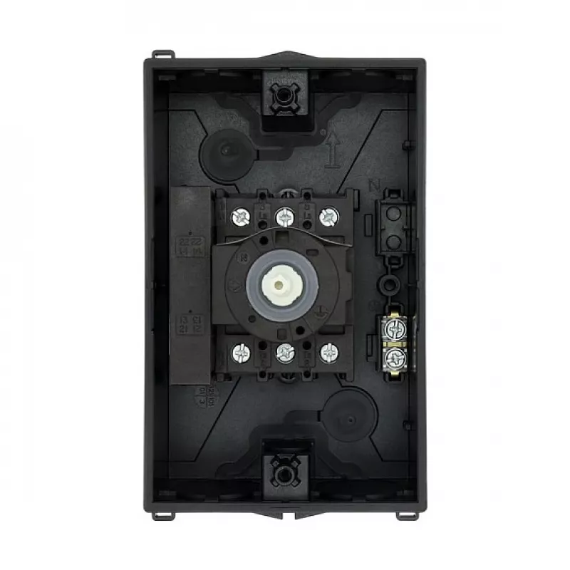 Eaton P1-25/I2/SVB-SW/HI11 3 polių pagrindinis jungiklis 25A paviršiniam montavimui juodas/baltas