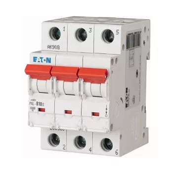 EATON PXL-C10/3 miniatiūrinis grandinės pertraukiklis, 10A, 3 polių, C kreivė, 400V, 10kA (236422)