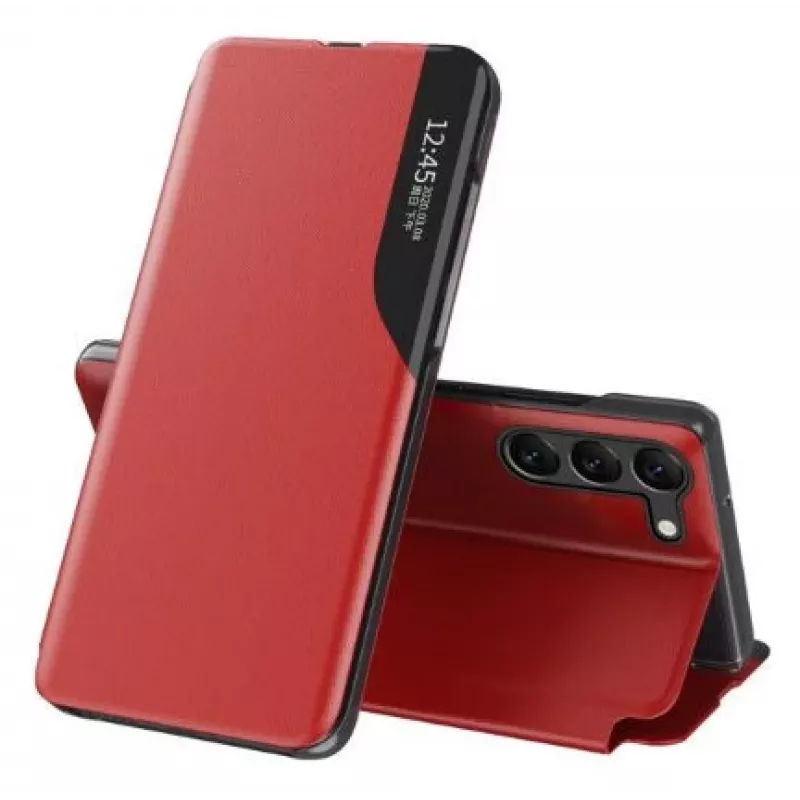 Eco Samsung Galaxy S23+ su Flip Stand Leather View Case Raudona
