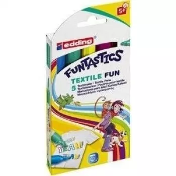 Edding e-17 plonasraigčių rinkinys - 0,5 mm pluošto antgalis, įvairių spalvų (mėlyna, ruda, žalia, violetinė, geltona), vandeniniai rašalai, 5 rašikliai 4-17-5