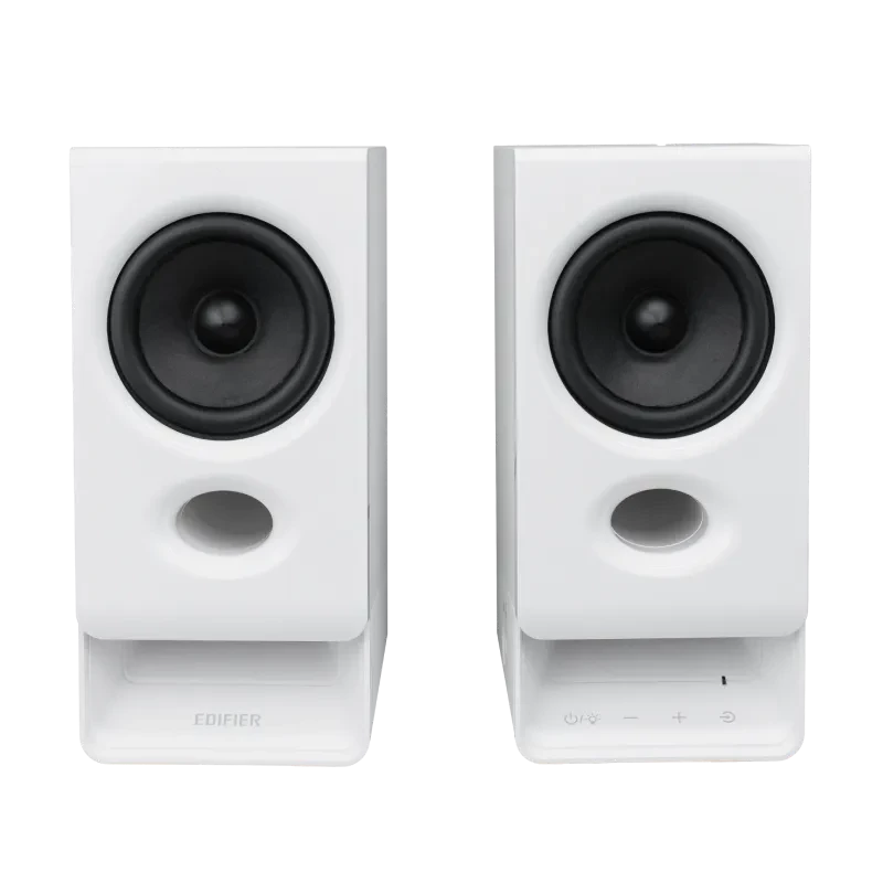 Edifier R20BT kompaktiški Bluetooth 2.0 garsiakalbiai su aplinkos šviesa, balti