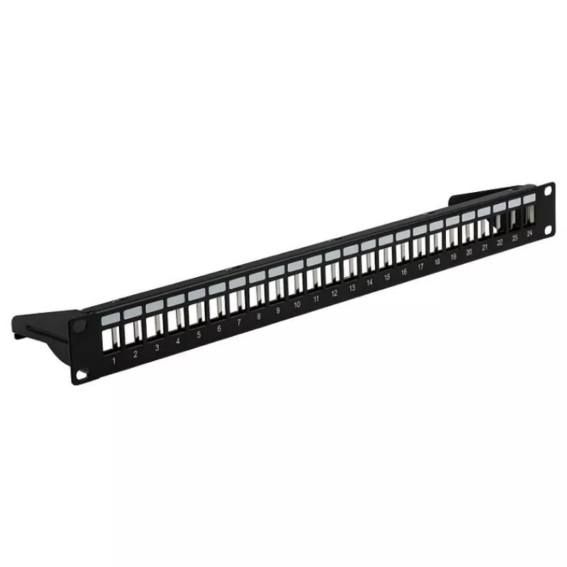 EFB 19 inch 1U Patch Panel, 24 prievadų, metalinis, sulankstomas, juodas RAL9005