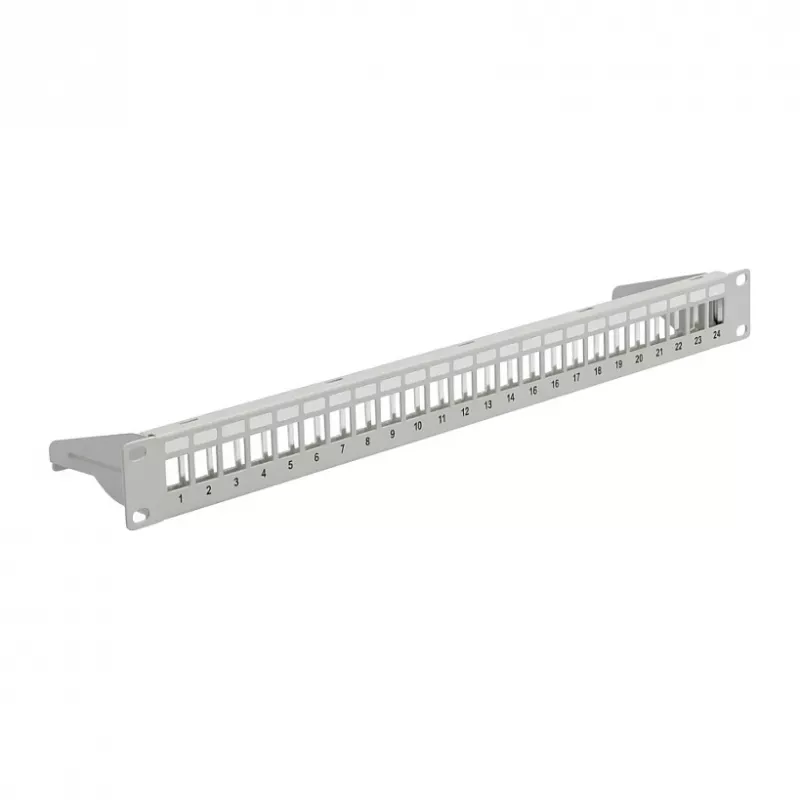 EFB 19 inch Patch Panel 1U, 24-Port, Metal, Foldable, Grey RAL7035 (37578.3)