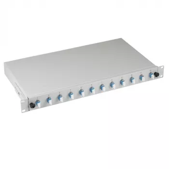 EFB Elektronik B71921L12 LC Splice Box OS2 Single Mode 12 Pigtails / 6 Couplings, Blue/Grey, Metal, 483 mm