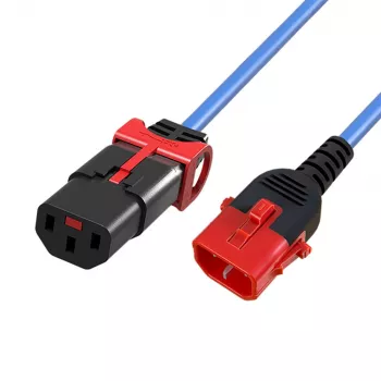EFB Elektronik Power Extension Cable C14 to C13 180° Dual-Lock Blue 2 m