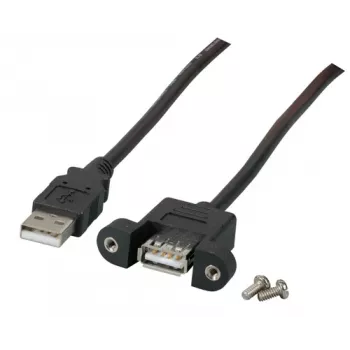 EFB-Elektronik USB 2.0 ilginimo kabelis A-A, skydinis lizdas, 1,0 m, juodas, Classic
