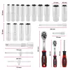 Einhell E-Case 92 dalių dirbtuvių įrankių rinkinys (370514) - Chromo vanadžio plienas, juoda/raudona