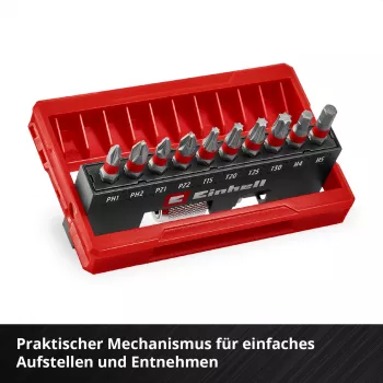 Einhell Karabiner Impact Bit Set 10-Piece 1/4 inch Hex Impact Driver Bits with Carabiner Clip