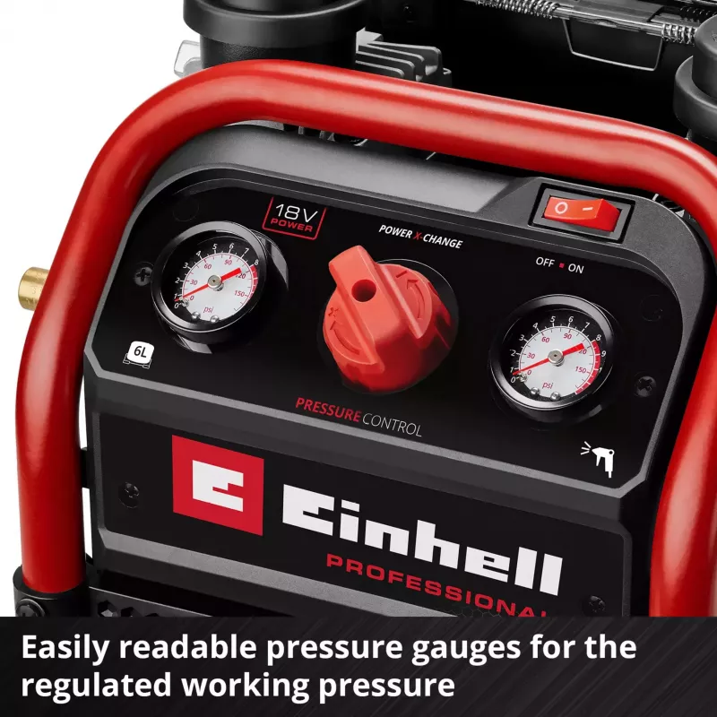 EINHELL Power X-Change belaidis oro kompresorius SILENZZO 18/160, 18V (raudonas/juodas, be akumuliatoriaus ir įkroviklio)