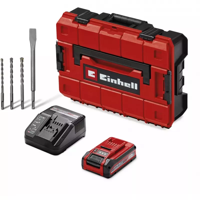 EINHELL Professional belaidis rotorinis plaktukas TP-HD 18/28 Li BL+4, 18V (Raudonas/Juodas, Li-Ion akumuliatorius 3,0 Ah, 4 dalių priedų rinkinys, E-Case S)