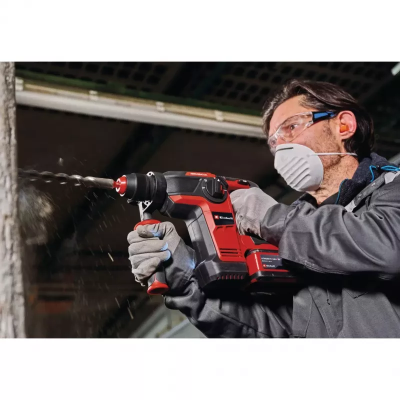EINHELL Professional belaidis rotorinis plaktukas TP-HD 18/28 Li BL+4, 18V (Raudonas/Juodas, Li-Ion akumuliatorius 3,0 Ah, 4 dalių priedų rinkinys, E-Case S)