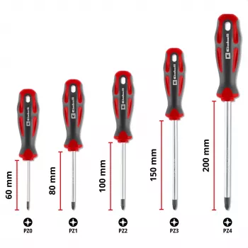 Einhell Atsuktuvų rinkinys PZ, 5 dalių (Raudona/Juoda, ergonomiškos dviejų komponentų rankenos)