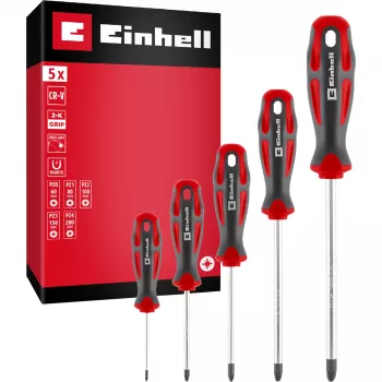 Einhell Atsuktuvų rinkinys PZ, 5 dalių (Raudona/Juoda, ergonomiškos dviejų komponentų rankenos)