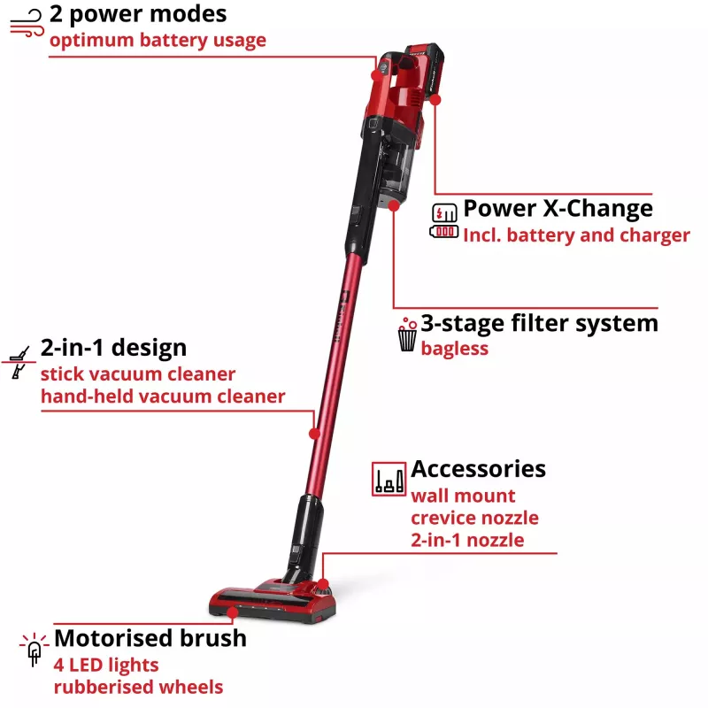 Einhell TE-SV 18 Li 2347187 Belaidis rankinis dulkių siurblys 18 V su akumuliatoriumi ir įkrovikliu