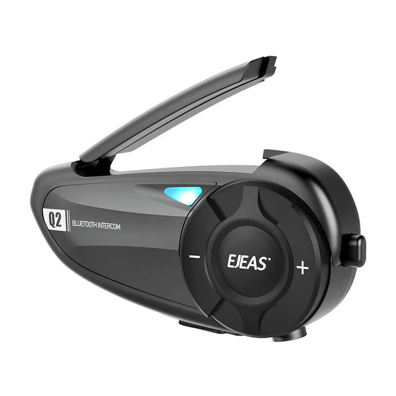 EJEAS Q2 Motociklo interkomo sistema su Bluetooth 5.1, 800 m atstumu, IP65, DSP ir CVC triukšmo slopinimu, FM radiju, balso asistentu, USB-C, iki 20 h pokalbio laiko