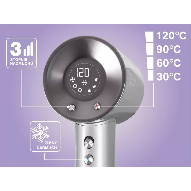 ELDOM HT280 Plaukų džiovintuvas, 1650 W, pilkas, 3 šilumos režimai, 2 greičio režimai, šalto oro funkcija, koncentratoriaus antgalis, nuimamas oro filtras, pakabinimo kilpa, apsauga nuo perkaitimo, 1,8 m laidas