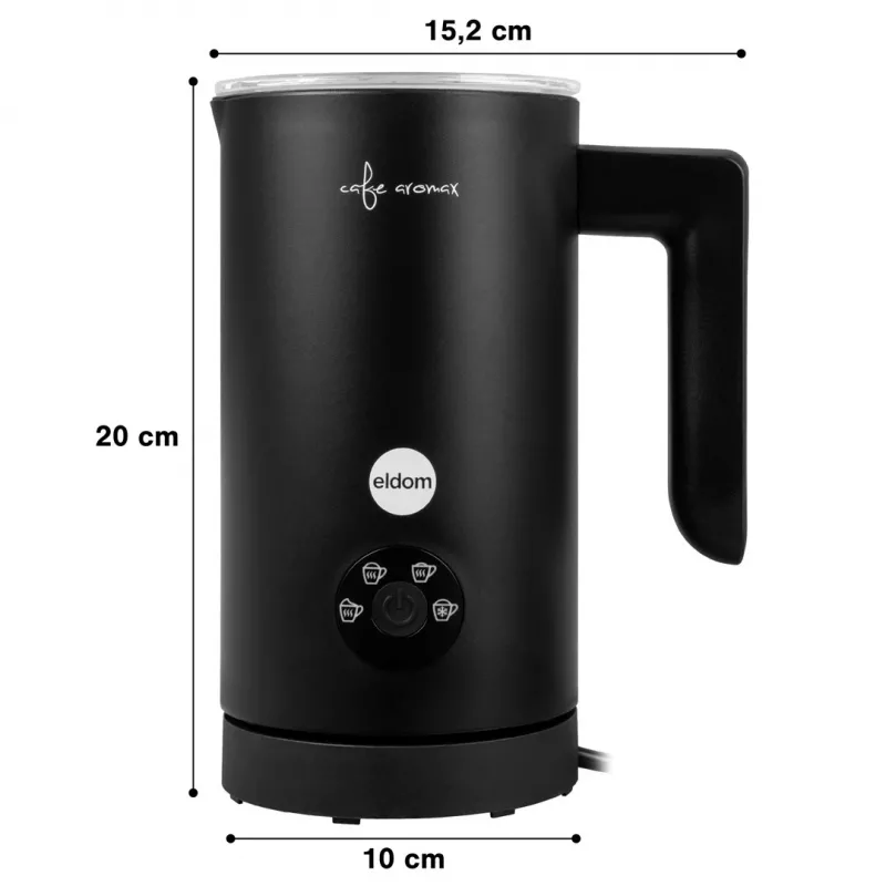 ELDOM SI560C pieno plaktuvas juodas - 500W automatinis karšto ir šalto putojimo, 300ml šildymo, nerūdijantis plienas