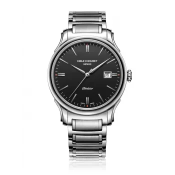 EMILE CHOURIET Vyriškas Šveicariškas automatinis laikrodis 40mm Nerūdijantis plienas Juodas ciferblatas Odinis dirželis 081128G62586