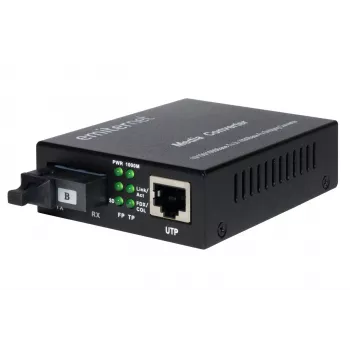 EMITER EM/1GB-ETH-1XSC-1550 Šviesolaidinis keitiklis WDM Ethernet 10/100/1000 Mbps RJ45/1xSC SM 9/125 (Tx 1550nm / Rx 1310nm) 20km