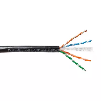 EmiterNet Outdoor Gel-Filled UTP Cat6 Solid Copper Cable, PE Jacket, Black, 4x2x0.57 mm