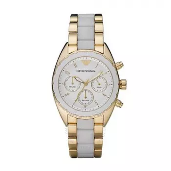 Emporio Armani AR5944 Moteriškas Rožinio Aukso Spalvos Nerūdijančio Plieno Chronografinis Laikrodis 38mm