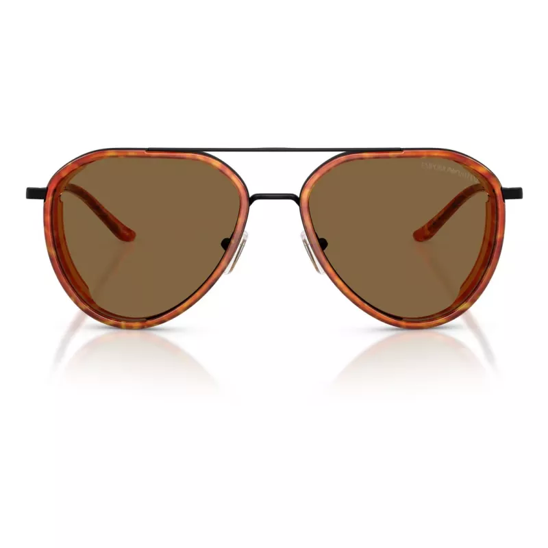 EMPORIO ARMANI EA2163-3001OR Vyriški akiniai nuo saulės - Blizgantis juodas rėmelis, tamsiai pilki lęšiai, 56 mm