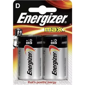 Energizer MAX šarminės D baterijos, 2 vienetų blisteris (LR20) E300129200