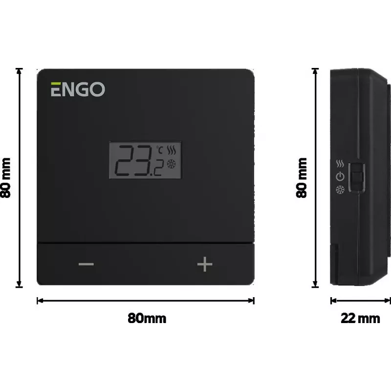 ENGO Controls EASY-230B laidinis kasdienis programuojamas kambario termostatas