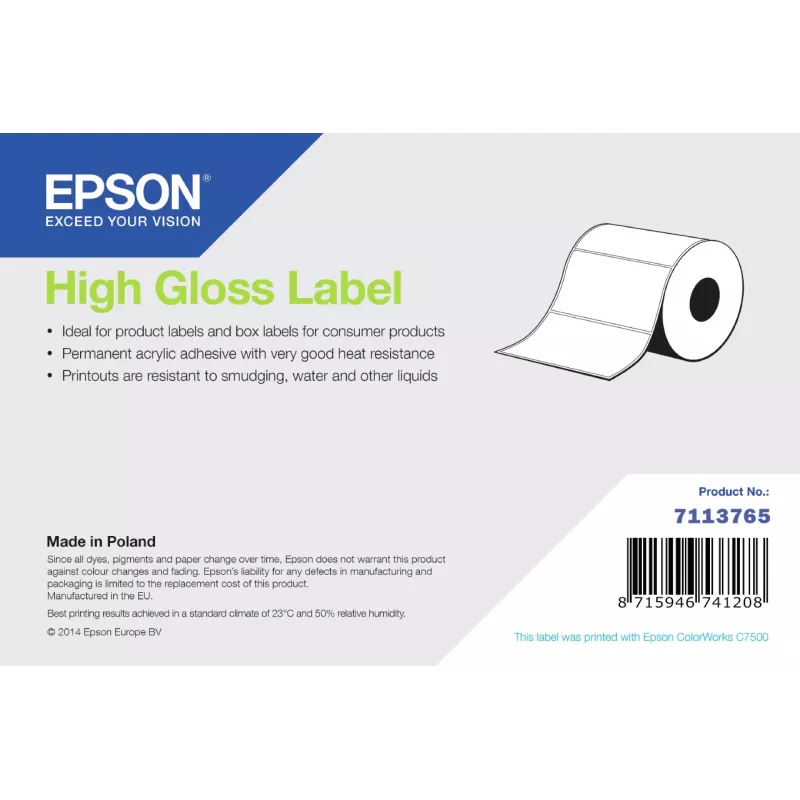 Epson High Gloss Label Roll, 105 x 210 mm, 273 Labels, White