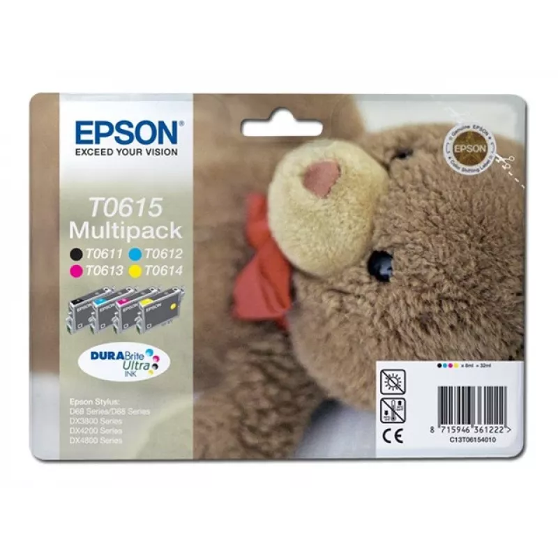 Epson T0615 Multipack rašalo kasetės - 4 vnt. pakuotė - 32 ml - juoda, geltona, žydra, raudona