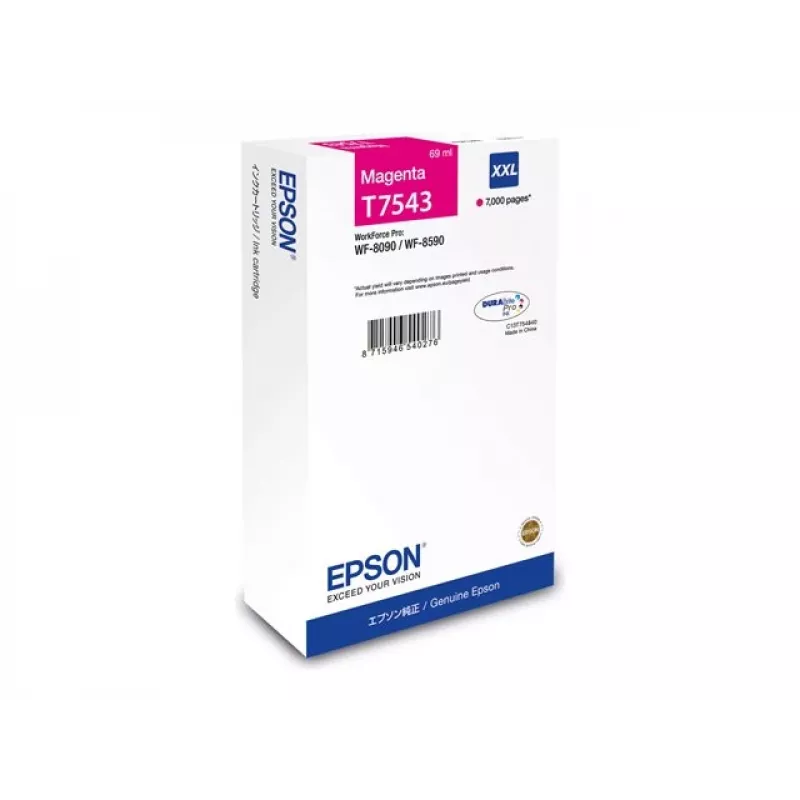 Epson T7543 XXL rašalo kasetė, purpurinė (69 ml) – Originali, skirta WorkForce Pro 8090/8590