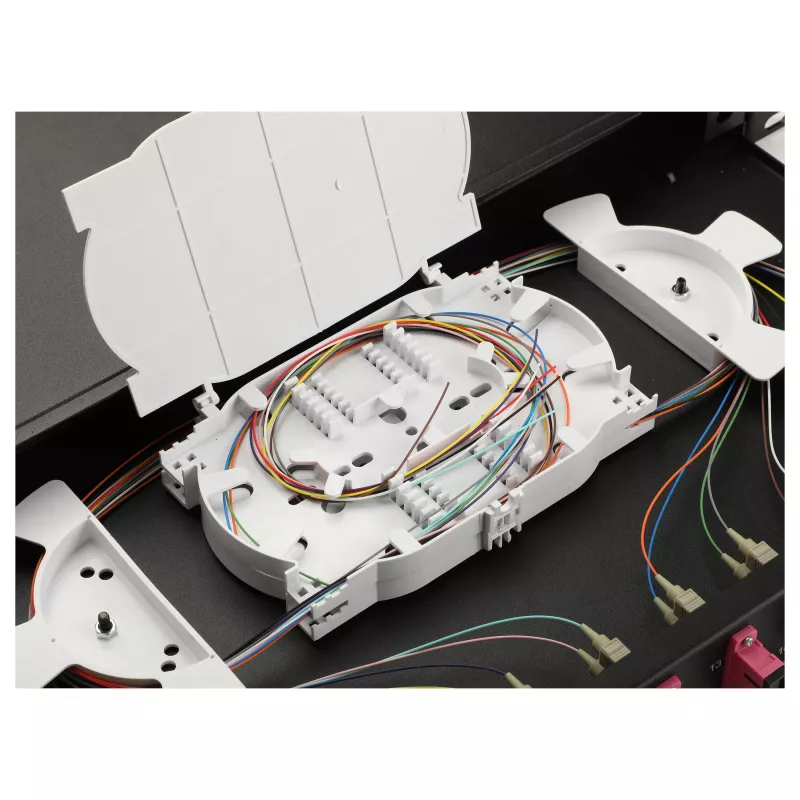 Equip 12-Port Fiber Optic Splice Box, SC Duplex, OM4, 1U, Equipped, Black