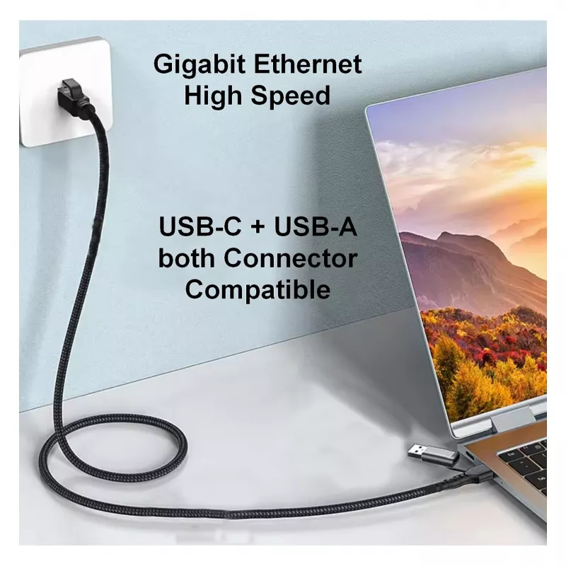 EQUIP 133101 USB-C & USB-A į RJ45 Gigabit Ethernet adapteris, juodas