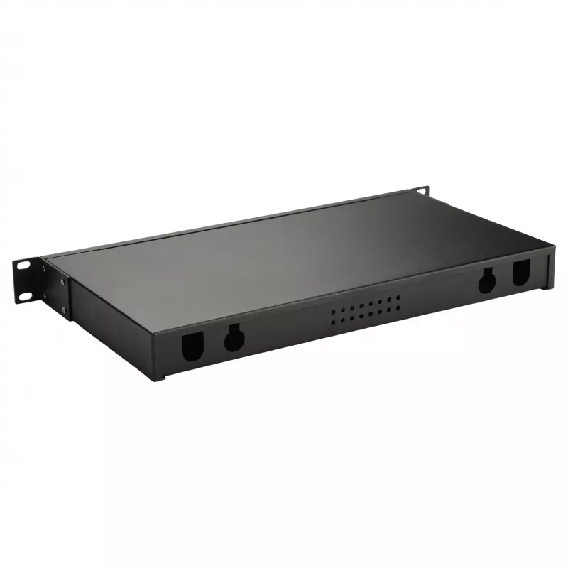 Equip 19 colių 1U šviesolaidžio erdvės dėžutė be panelės, plieninė juoda