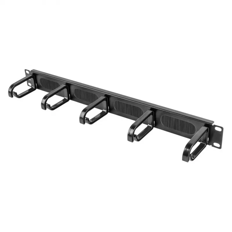 Equip 19 colių kabelių tvarkymo skydelis, 5 plastikiniai žiedai, plienas, 1U, juodas (RAL 9005)