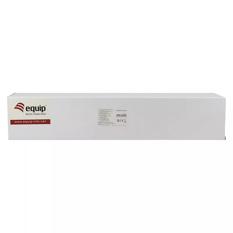 Equip 19 colių kabelių tvarkymo skydelis su 5 plastikiniais žiedais, plieninis, 1U, RAL7035