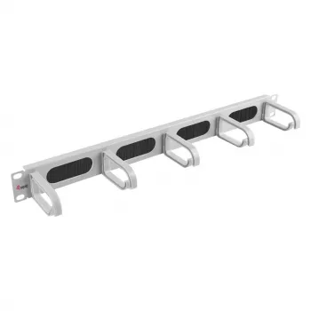Equip 19 colių kabelių tvarkymo skydelis su 5 plastikiniais žiedais, plieninis, 1U, RAL7035