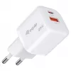 Equip 2 prievadų USB-C PD3.0/USB-A GaN sieninis įkroviklis 20W baltas