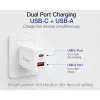 Equip 2 prievadų USB-C PD3.0/USB-A GaN sieninis įkroviklis 20W baltas