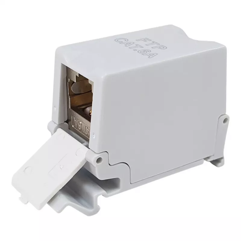 Equip Cat6A ekranuota Keystone mova 1xRJ45 DIN bėgelis pilka